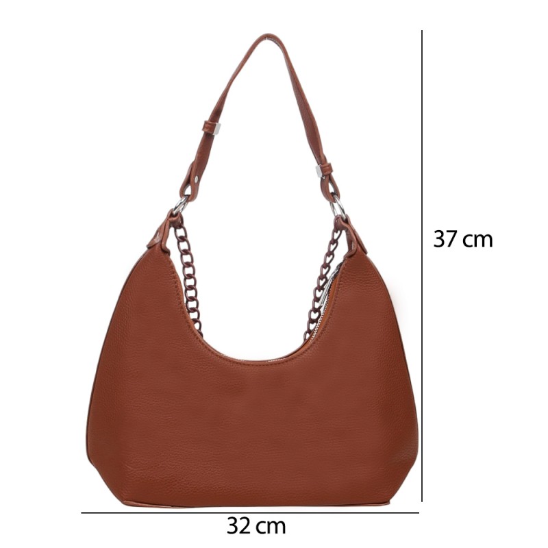 Bolsa Feminina Estilo Hobo Bag Alça Corrente E Transversal 2 Repartições