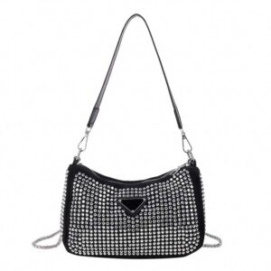 Bolsa Feminina Pequena De Brilho Strass Corrente Blogueira